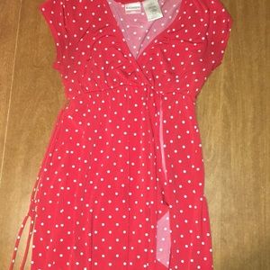 red and white poka dot dress